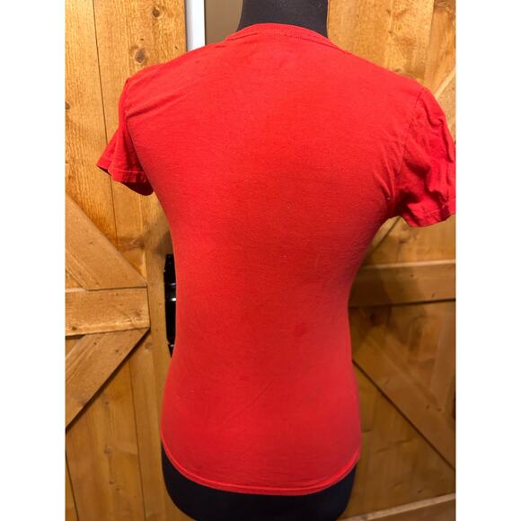 Women's Small Red Shirt Glamorous Black Rhinestone - Picture 3 of 5